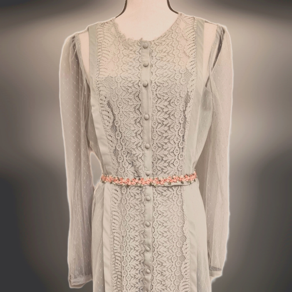 Elegant Lace Button-Down Dress